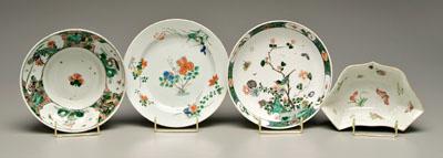 Four pieces Chinese famille verte porcelain: