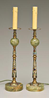 Pair French champleve lamps shaped 90c56