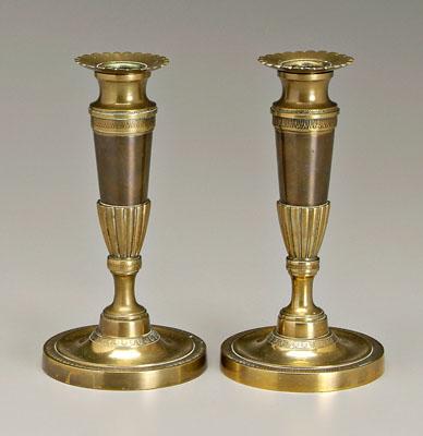 Pair heavy brass candlesticks  90c59
