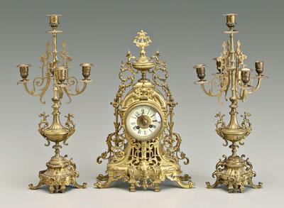 Bronze dore clock and garniture  90c5e