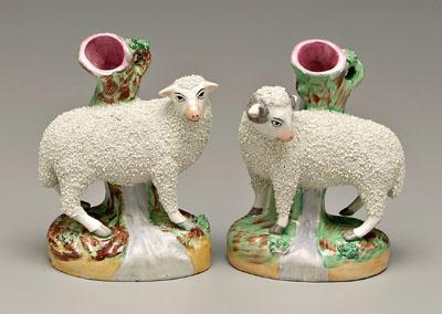 Pair Staffordshire spill vases: