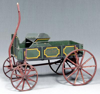 Paint-decorated child-size wagon, red,