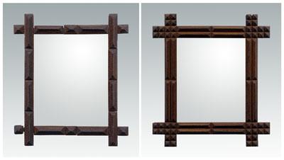 Two tramp art mirror frames: each
