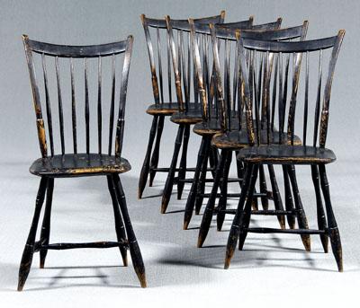 Set six painted Windsor side chairs: