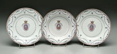 Chinese export armorial porcelain, three