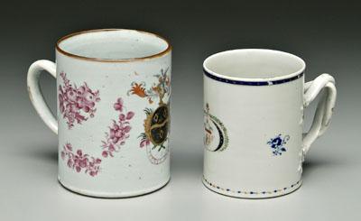 Two Chinese export armorial mugs: