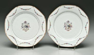 Pair Chinese export armorial plates  90e7b