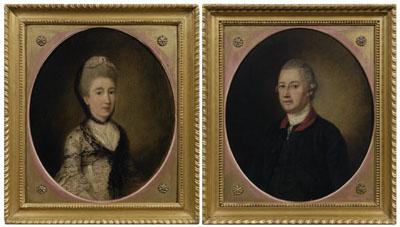 Pair 18th century American portraits  90e8a