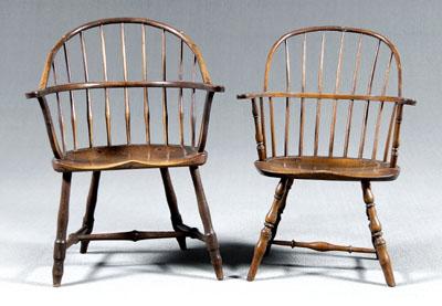 Two similar sack back Windsor armchairs  90e90