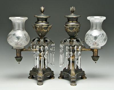 Pair Cox Argand lamps: each with
