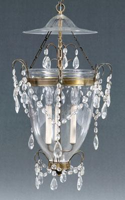 Brass and glass hall lantern, inverted