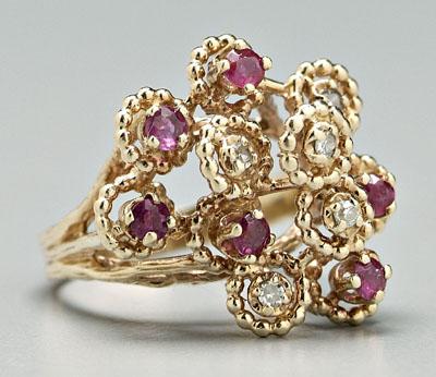 Lady s ruby and diamond ring six 90efc