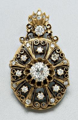 Diamond brooch/pendant, one Old