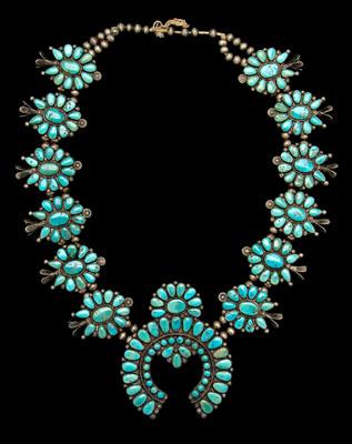 Navajo squash blossom necklace,