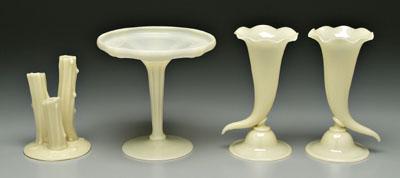 Four pieces Steuben ivory pair 90f6f