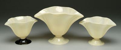 Three Steuben ivory vases, all with