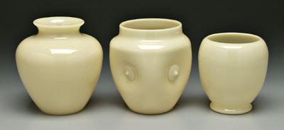 Three Steuben ivory vases: one with