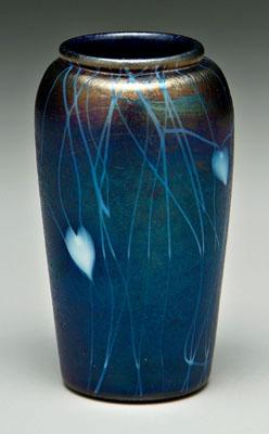 Art glass vase, iridescent blue