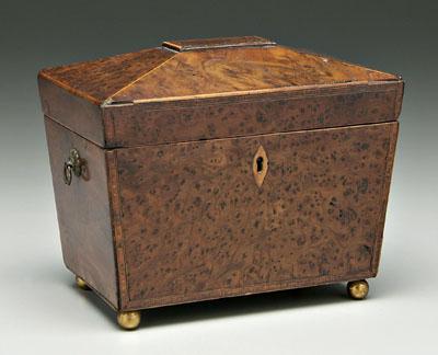 Burlwood tea caddy sarcophagus 90fa2