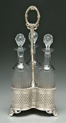 Cut glass decanter set silver 90fb1