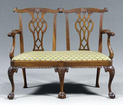 Chippendale double chair back settee  90fdd