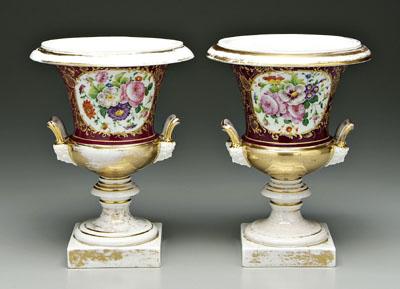 Pair Paris porcelain urns hand 90fff