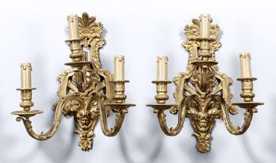 Pair bronze Louis XV style sconces: