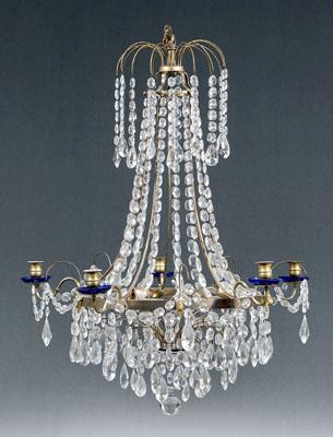 Brass and glass chandelier brass 91008