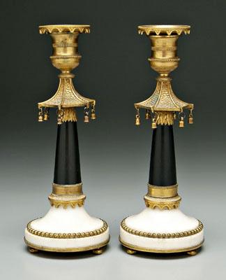 Pair chinoisierie brass candlesticks: