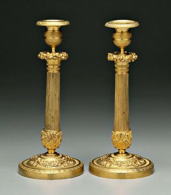 Pair Louis XVI brass candlesticks  9100d