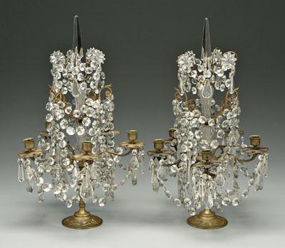 Pair crystal and brass candelabra  91012