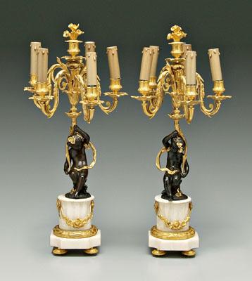 Pair Empire style bronze candelabra  9102a