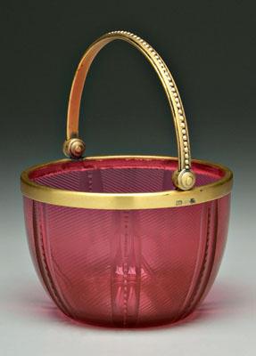 Glass basket with mounts, swirled