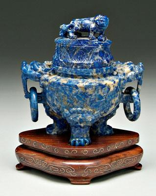 Chinese lapis lazuli tripod censer  91048