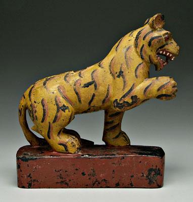 Chinese carved and painted wood tiger,