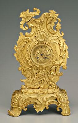 Louis XV style bronze dore clock,