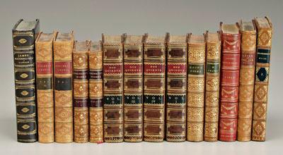 14 leather-bound books: includes