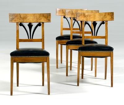 Set of four Biedermeier side chairs: