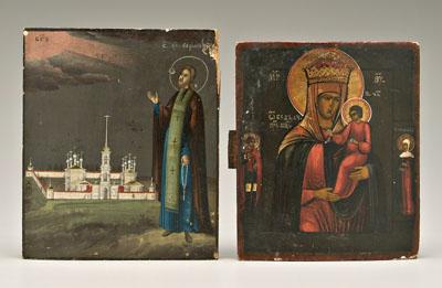 Two Russian icons: saint outside