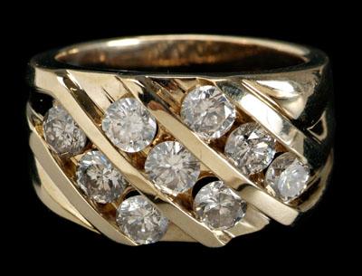 Gent s diamond gold ring nine 90cd3