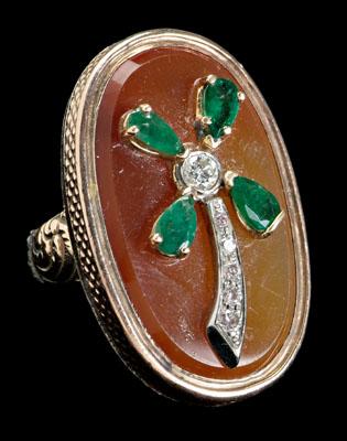 Palm tree ring, central oval carnelian