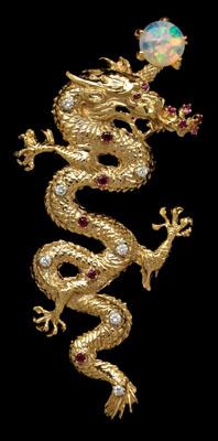 Gold dragon pendant 14 kt yellow 90ce8