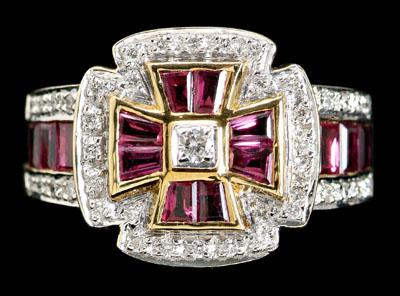 Ruby diamond Maltese cross ring  90ce9