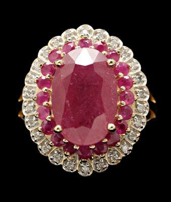 Ruby diamond ring central oval 90cf5