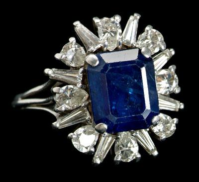Sapphire diamond platinum ring  90cfb
