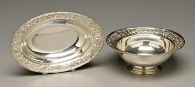 Two sterling bowls: one oval with