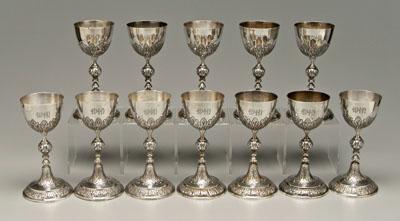 Twelve Mexican sterling goblets  90d18