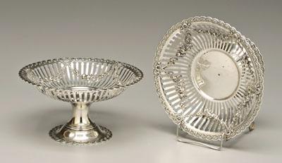 Pair sterling openwork compotes:
