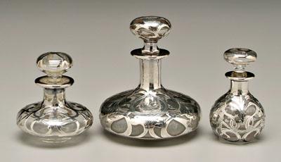 Three silver overlay perfumes: