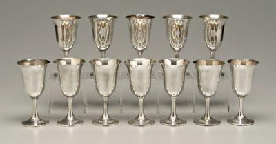 Twelve Wallace sterling goblets: